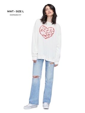 Wildfox Pizza Never Lies Oversized Sweatshirt L NWT Roadtrip Pullover